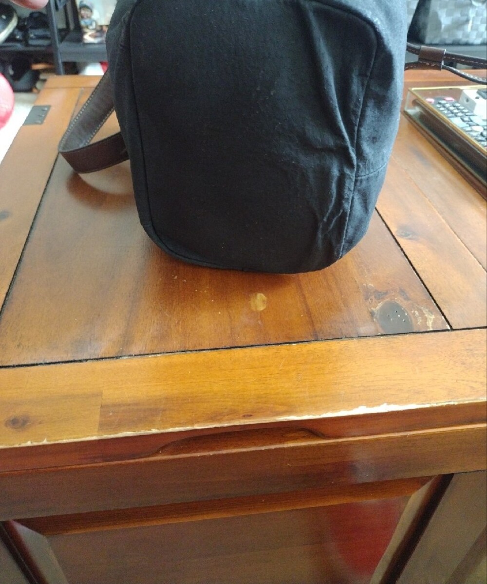 Wilsons Leather Vintage Black Canvas & Brown Leather Bucket Bag - Picture 7 of 13